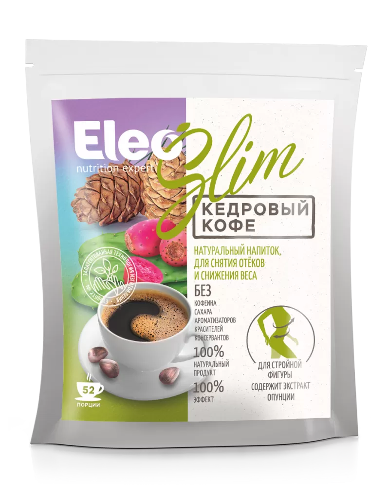 Кедровый кофе SLIM без сахара 130гр (Eleo) - магазин здорового питания «Добрый лес»