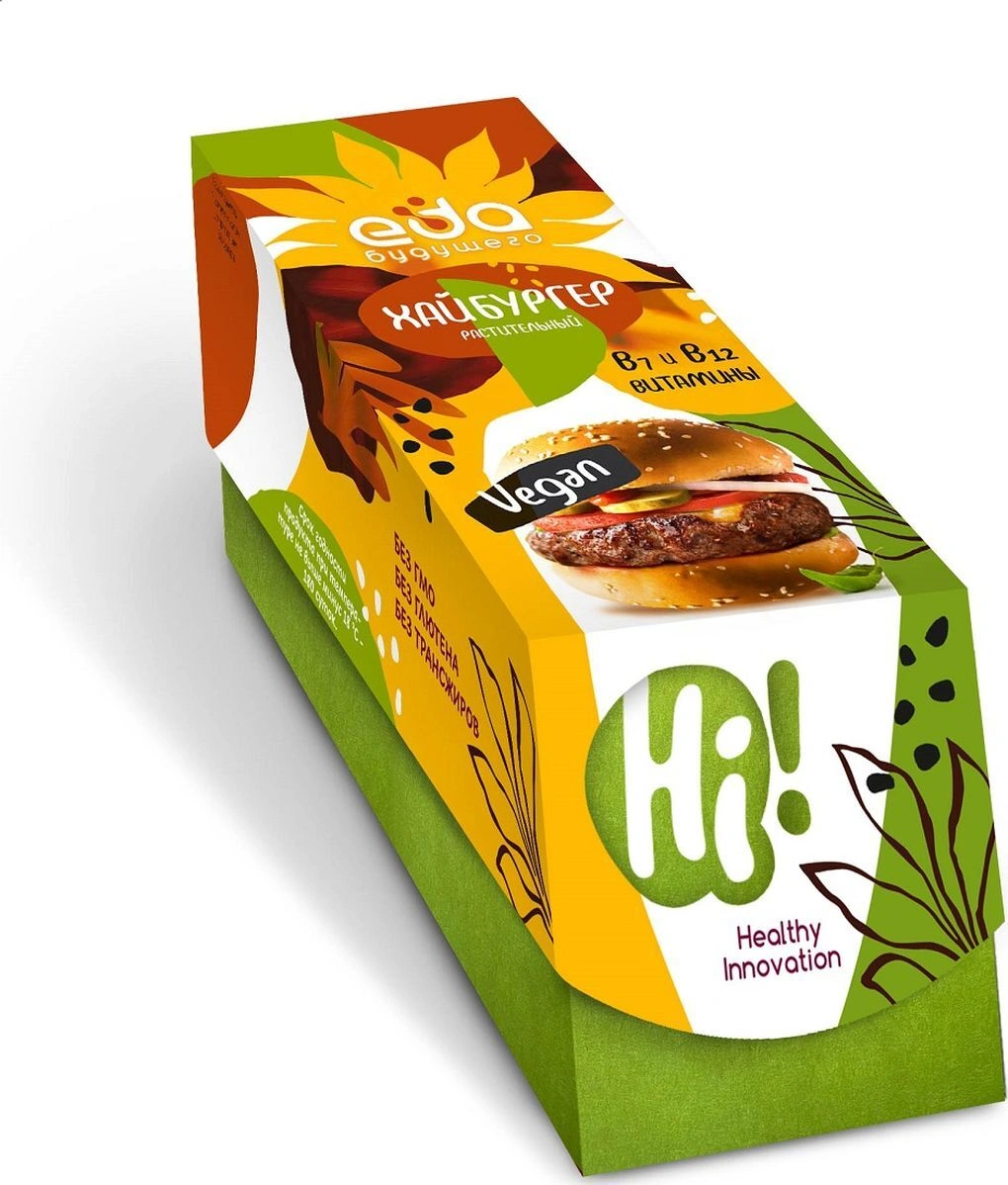 Котлеты растительные ДЛЯ БУРГЕРОВ Hiburger ЗАМОРОЖЕННЫЕ 8шт (Еда будущего) - магазин здорового питания «Добрый лес»