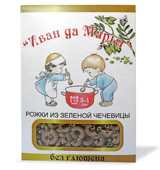 Рожки ИЗ ЗЕЛЁНОЙ ЧЕЧЕВИЦЫ 400гр (Иван да) - магазин здорового питания «Добрый лес»