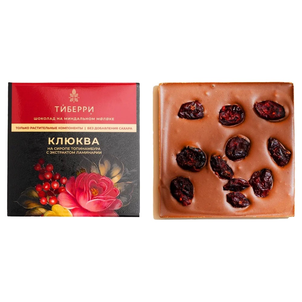 Шоколад на сиропе топинамбура КЛЮКВА 40гр (Тиббери) - магазин здорового питания «Добрый лес»